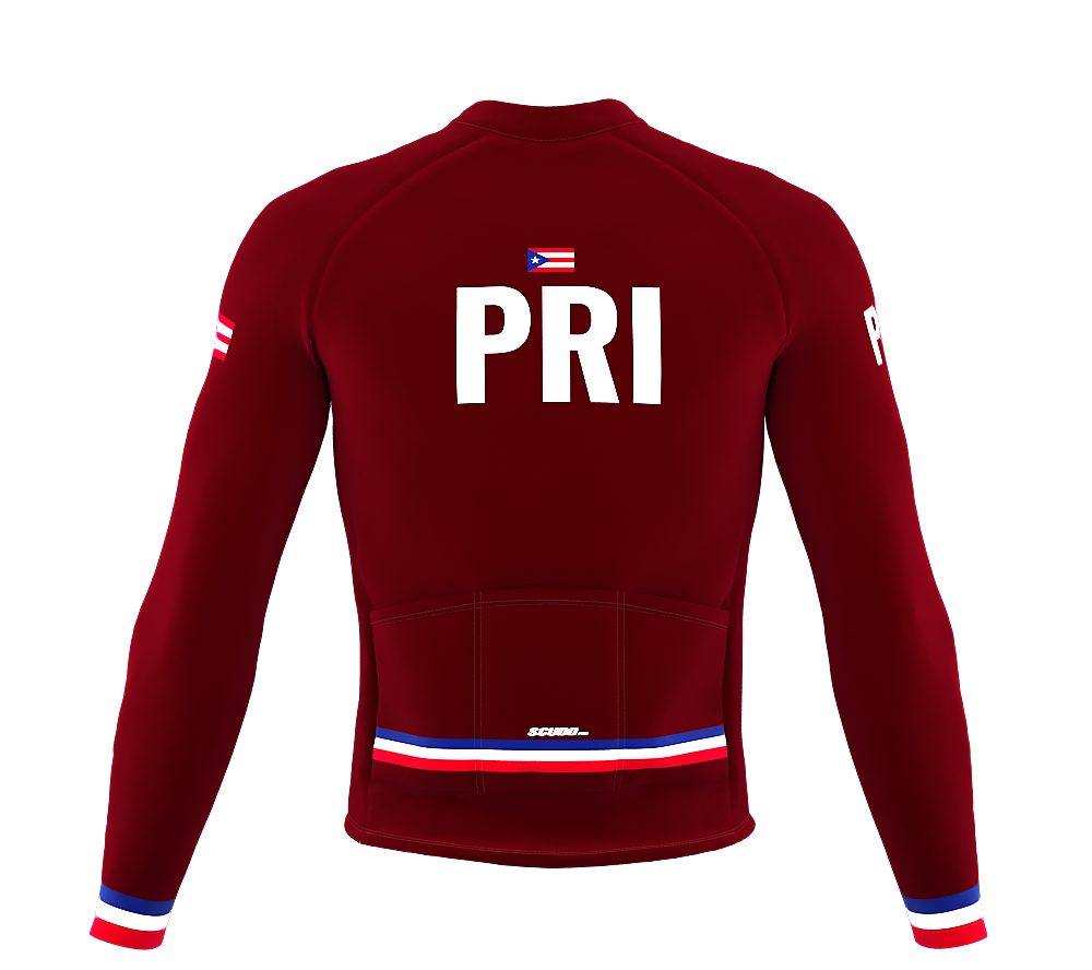 ScudoPro Pro Thermal Long Sleeve Cycling Jersey Country CODE Puerto Rico Vine | Men and Women