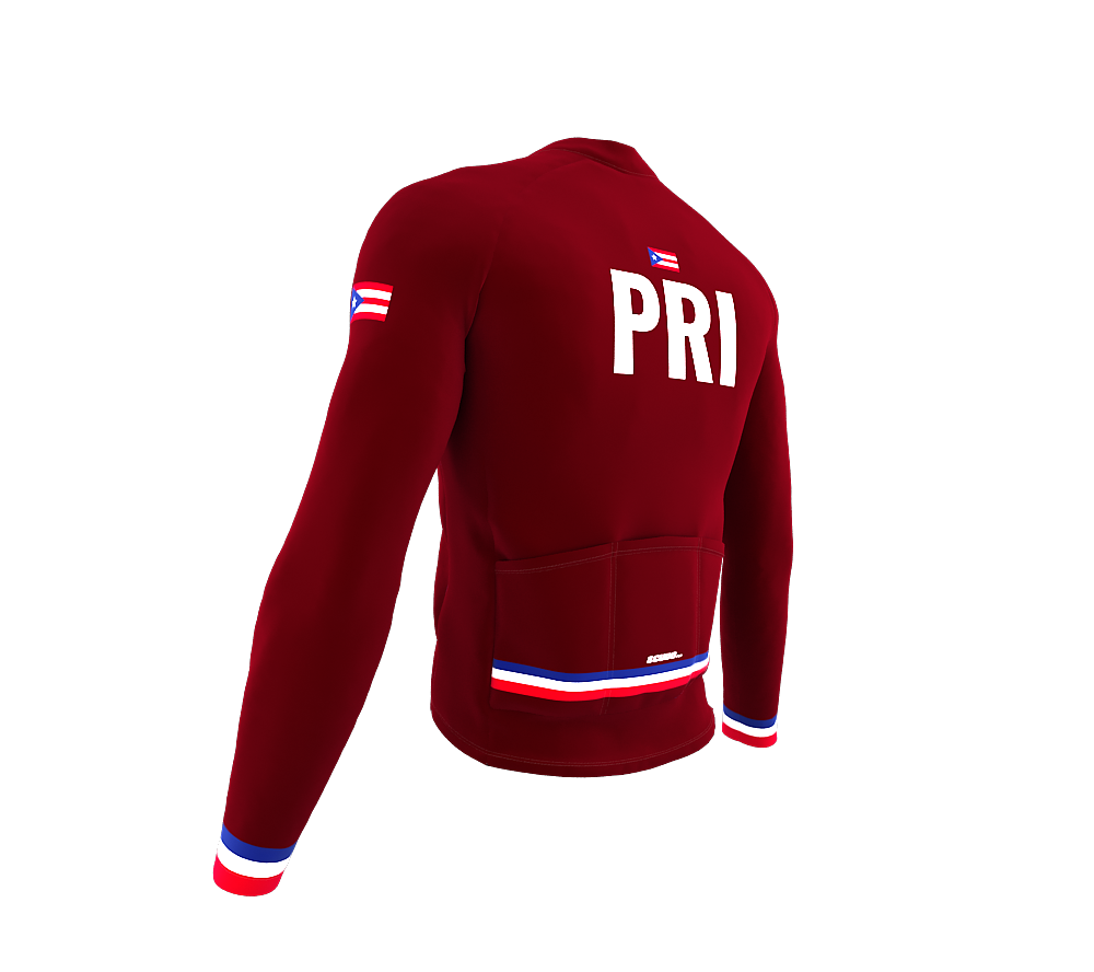 ScudoPro Pro Thermal Long Sleeve Cycling Jersey Country CODE Puerto Rico Vine | Men and Women