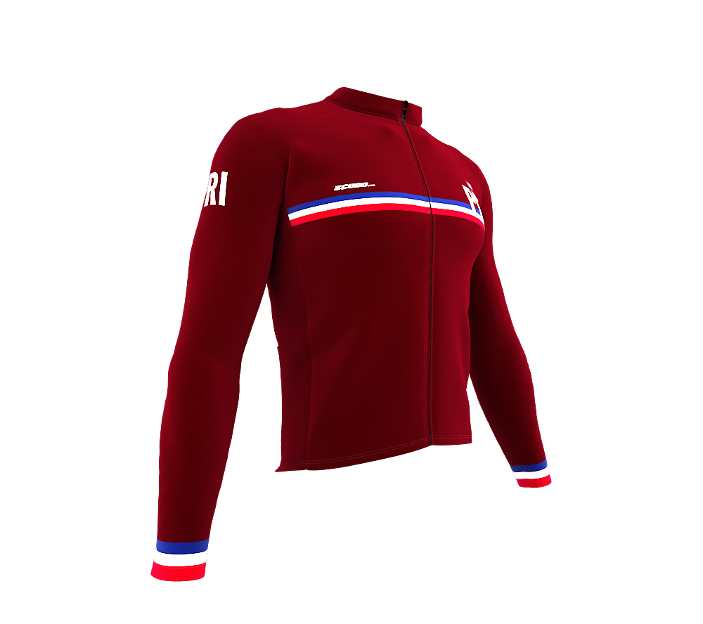 ScudoPro Pro Thermal Long Sleeve Cycling Jersey Country CODE Puerto Rico Vine | Men and Women