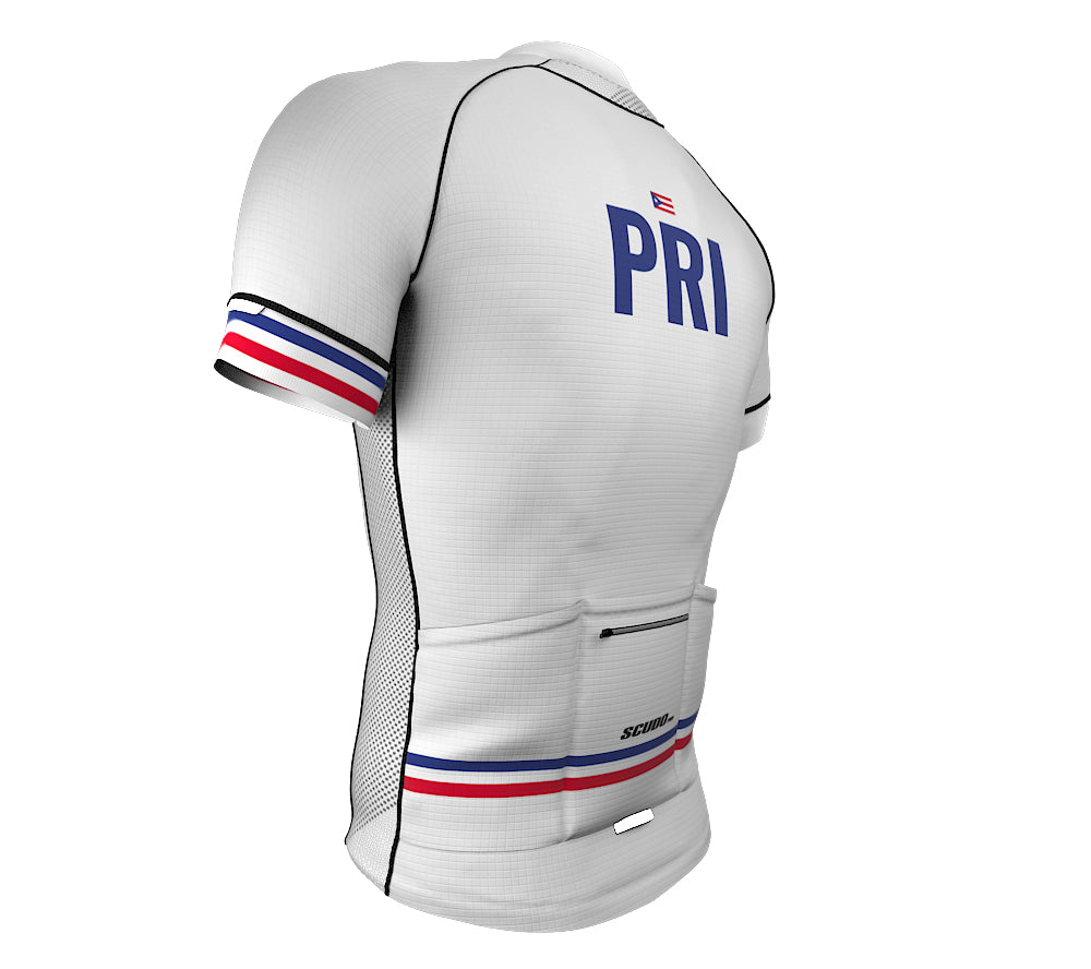 Puerto Rico White CODE Short Sleeve Cycling PRO Jersey for Men and Women