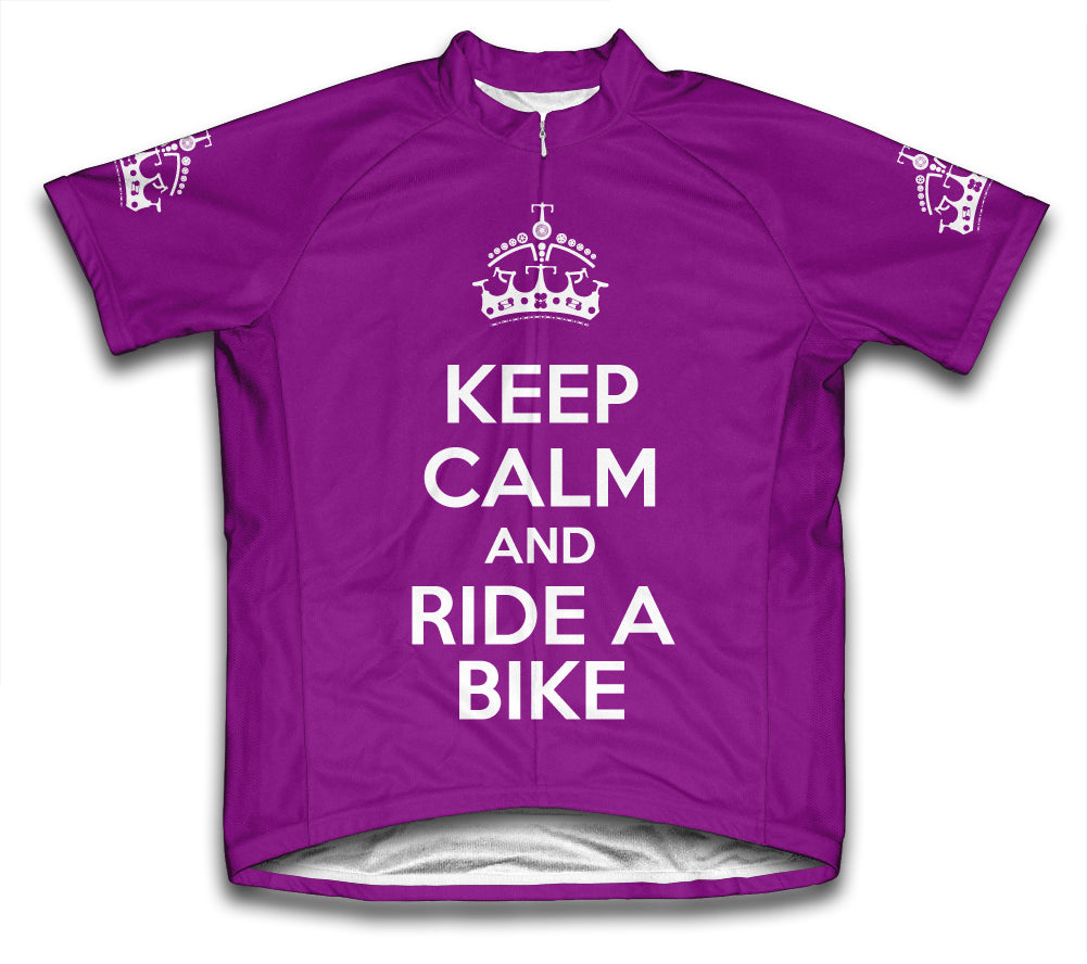 Keep Calm and Ride a Bike Purple Cycling Jersey