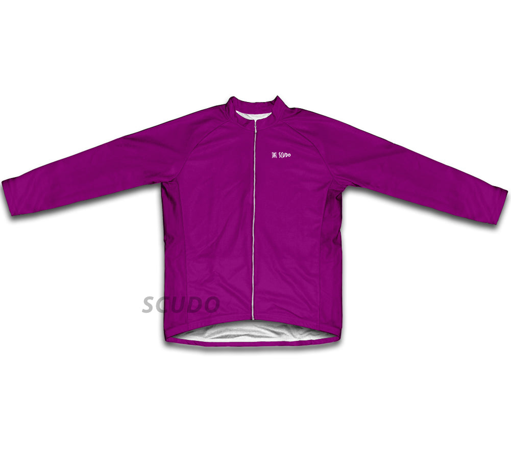 Keep Calm and Pedal On Purple Winter Thermal Cycling Jersey