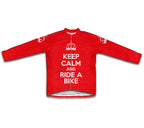 Keep Calm and Ride a Bike Red Cycling Jersey Long Sleeve