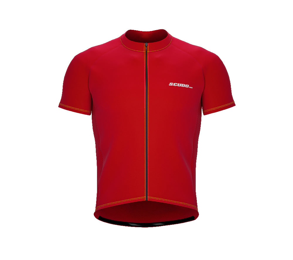 Chroma Contrast |  Short Sleeve Cycling Jersey Red - Black zip - Yellow seam | Men and Women