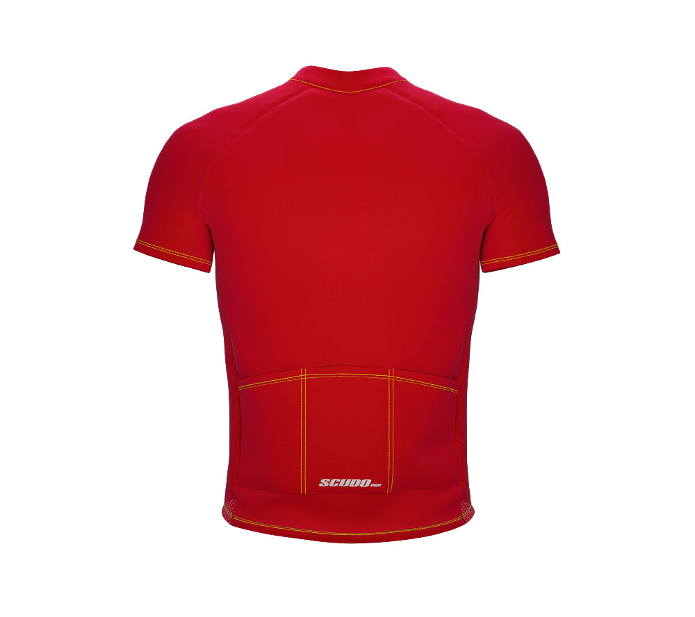 Chroma Contrast |  Short Sleeve Cycling Jersey Red - Black zip - Yellow seam | Men and Women