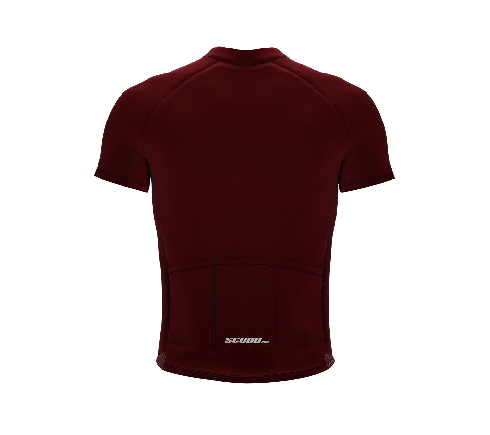 Chroma Contrast |  Short Sleeve Cycling Jersey Redwine - Black zip - Blue seam | Men and Women
