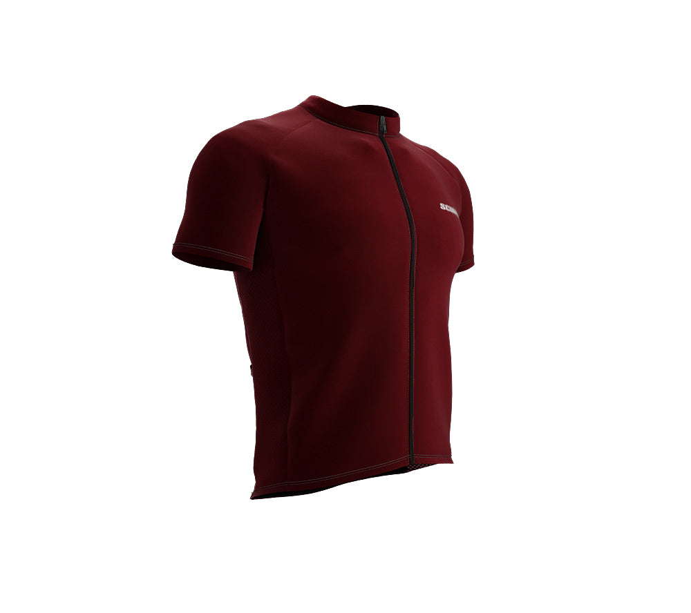 Chroma Contrast |  Short Sleeve Cycling Jersey Redwine - Black zip - Gray seam | Men and Women