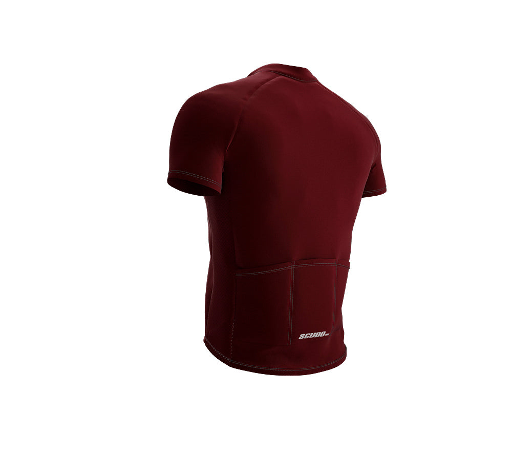 Chroma Contrast |  Short Sleeve Cycling Jersey Redwine - Black zip - Gray seam | Men and Women