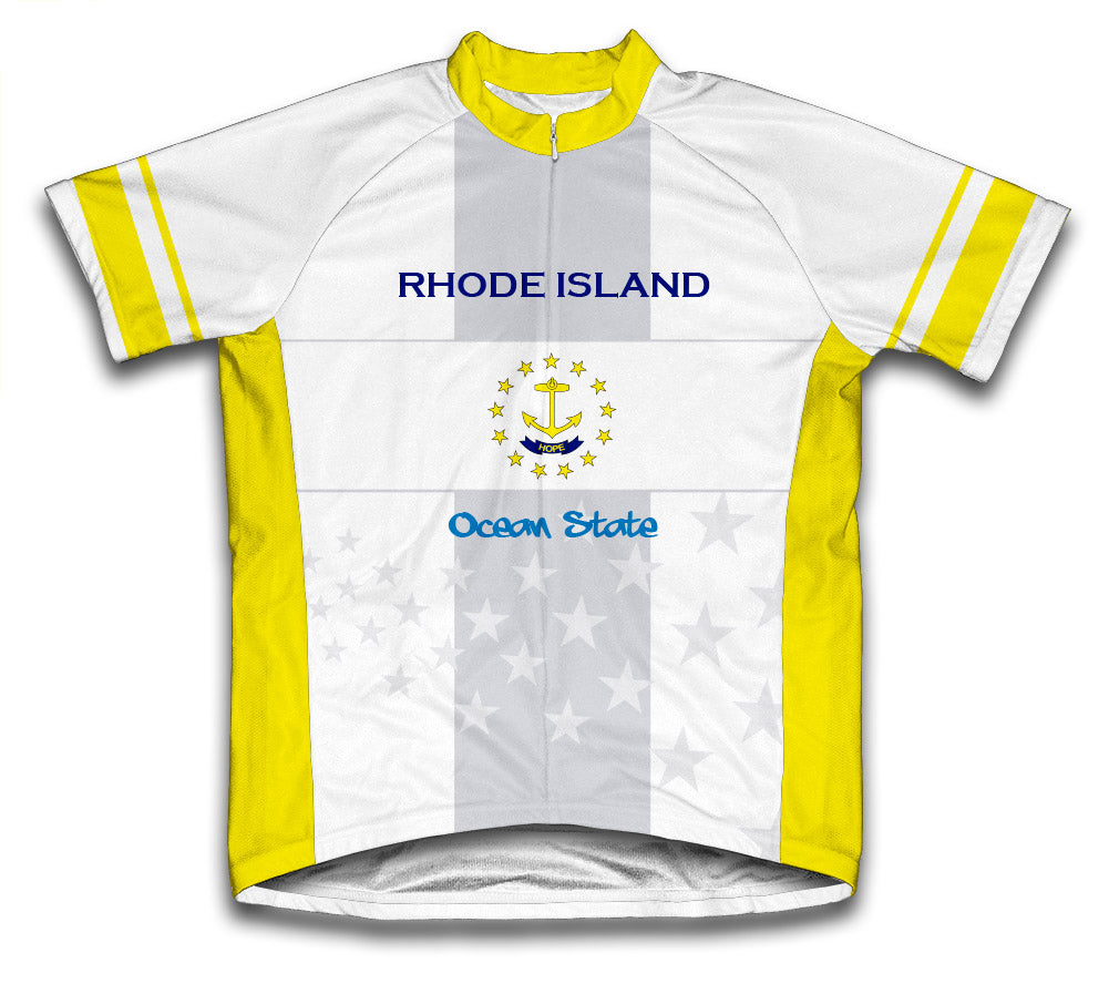 Rhode Island Flag Short Sleeve Cycling Jersey for Men and Women