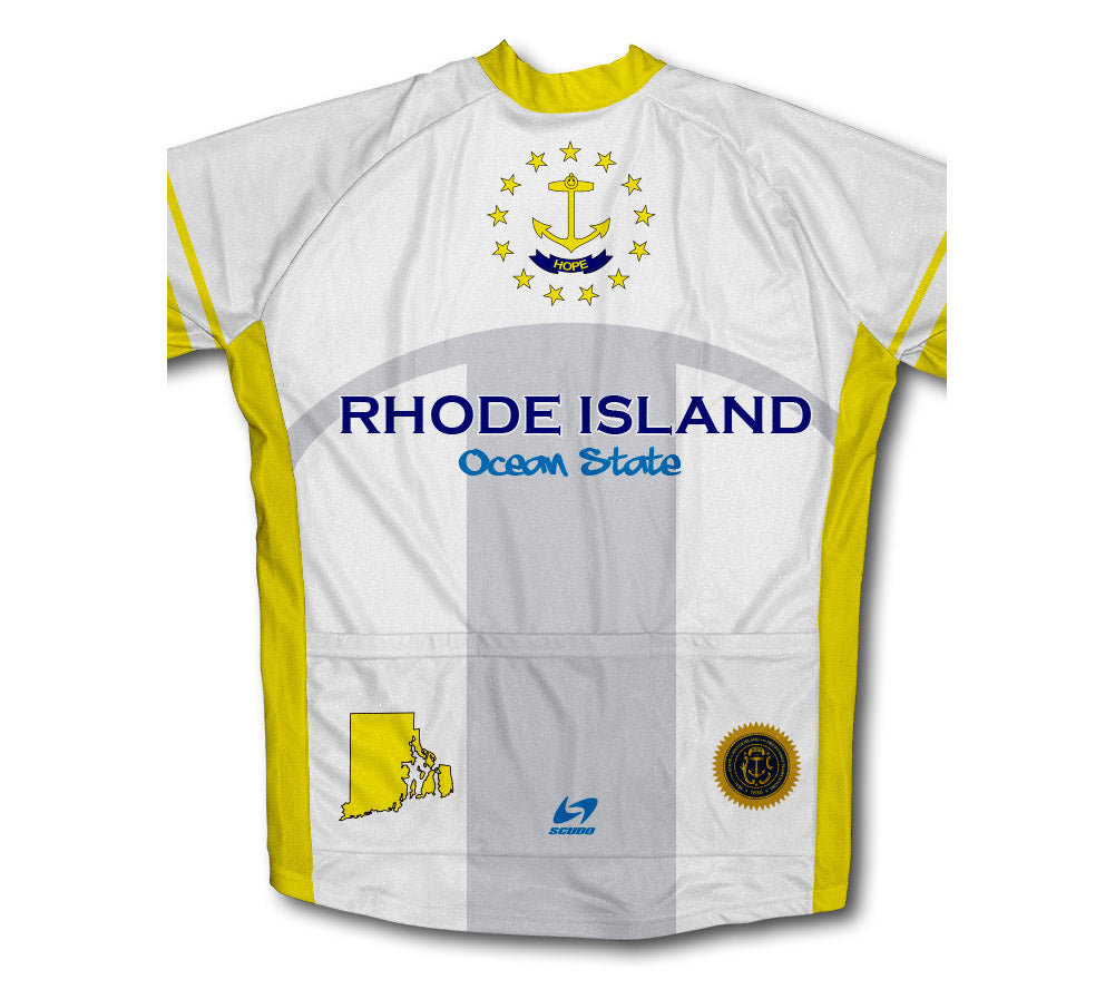 Rhode Island Flag Short Sleeve Cycling Jersey for Men and Women