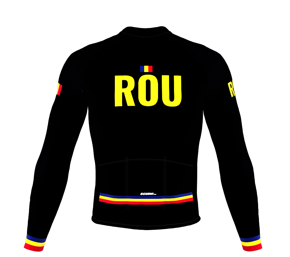 ScudoPro Pro Thermal Long Sleeve Cycling Jersey Country CODE Romania Black | Men and Women