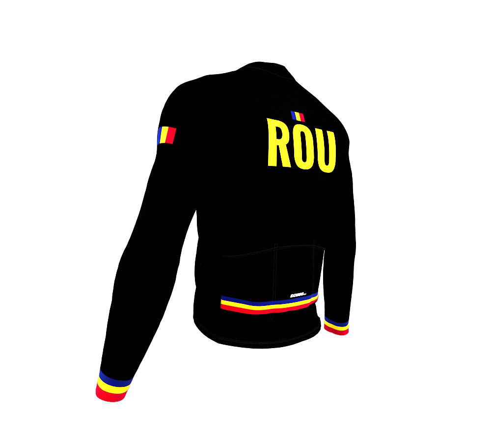 ScudoPro Pro Thermal Long Sleeve Cycling Jersey Country CODE Romania Black | Men and Women