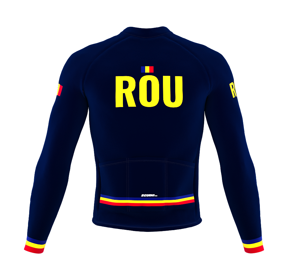ScudoPro Pro Thermal Long Sleeve Cycling Jersey Country CODE Romania Blue | Men and Women