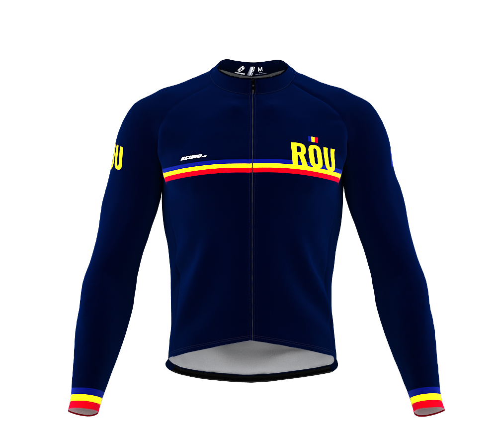 ScudoPro Pro Thermal Long Sleeve Cycling Jersey Country CODE Romania Blue | Men and Women