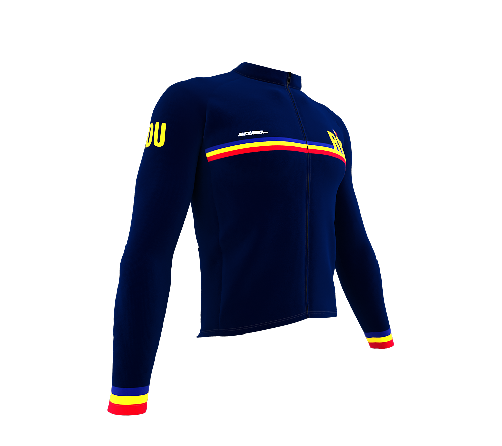 ScudoPro Pro Thermal Long Sleeve Cycling Jersey Country CODE Romania Blue | Men and Women