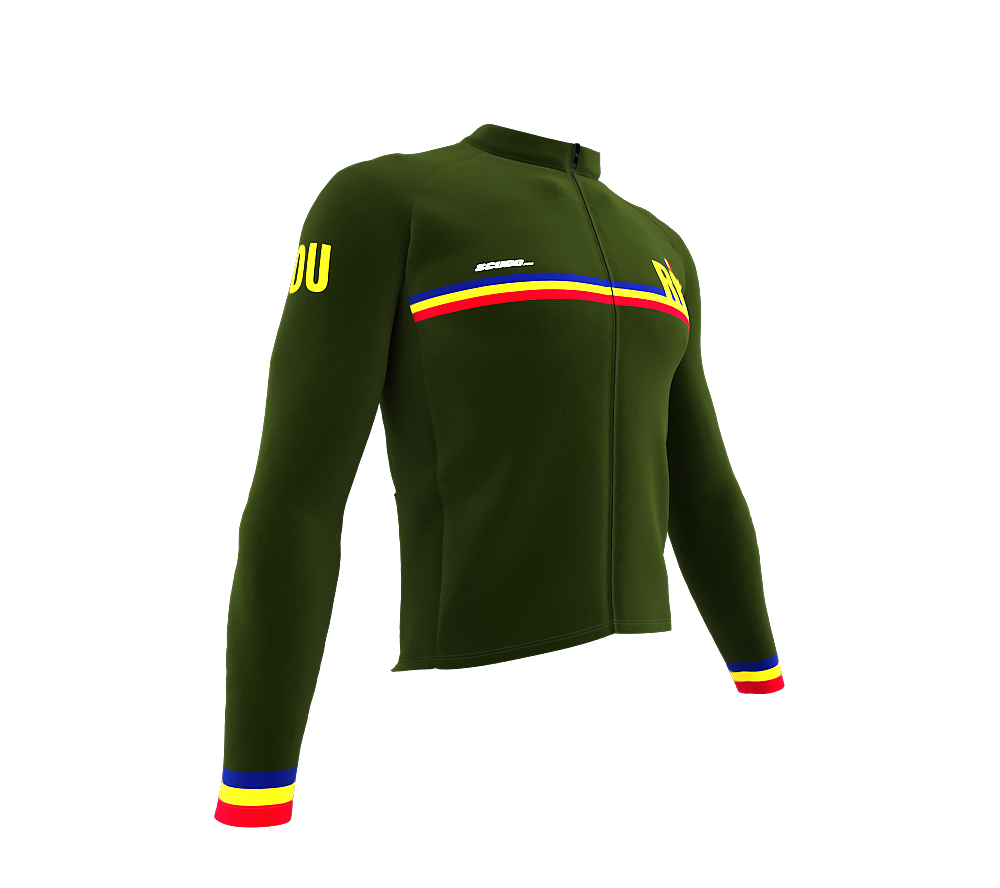 ScudoPro Pro Thermal Long Sleeve Cycling Jersey Country CODE Romania Green | Men and Women