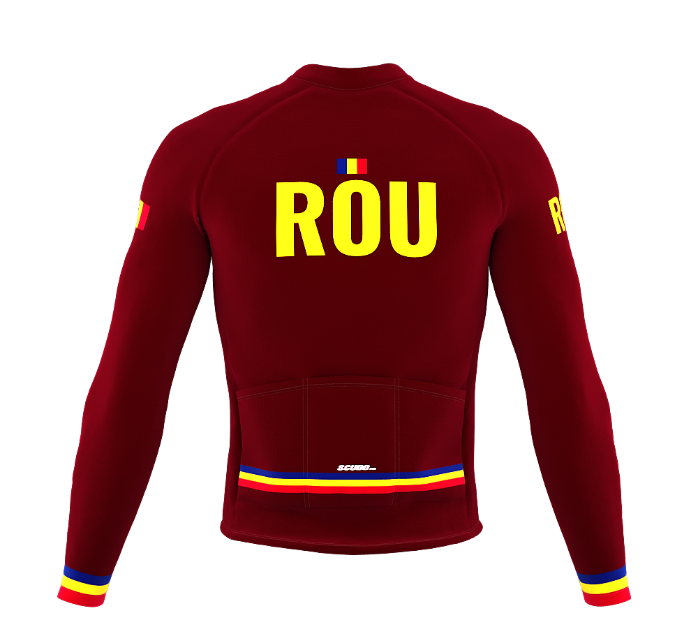 ScudoPro Pro Thermal Long Sleeve Cycling Jersey Country CODE Romania Vine | Men and Women