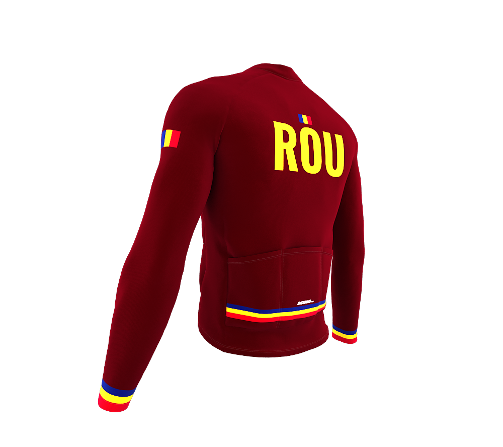ScudoPro Pro Thermal Long Sleeve Cycling Jersey Country CODE Romania Vine | Men and Women