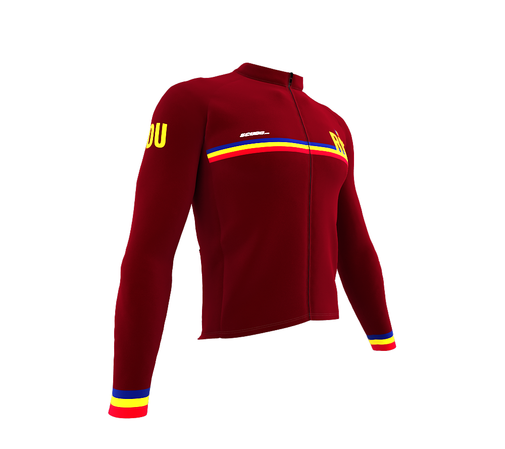 ScudoPro Pro Thermal Long Sleeve Cycling Jersey Country CODE Romania Vine | Men and Women
