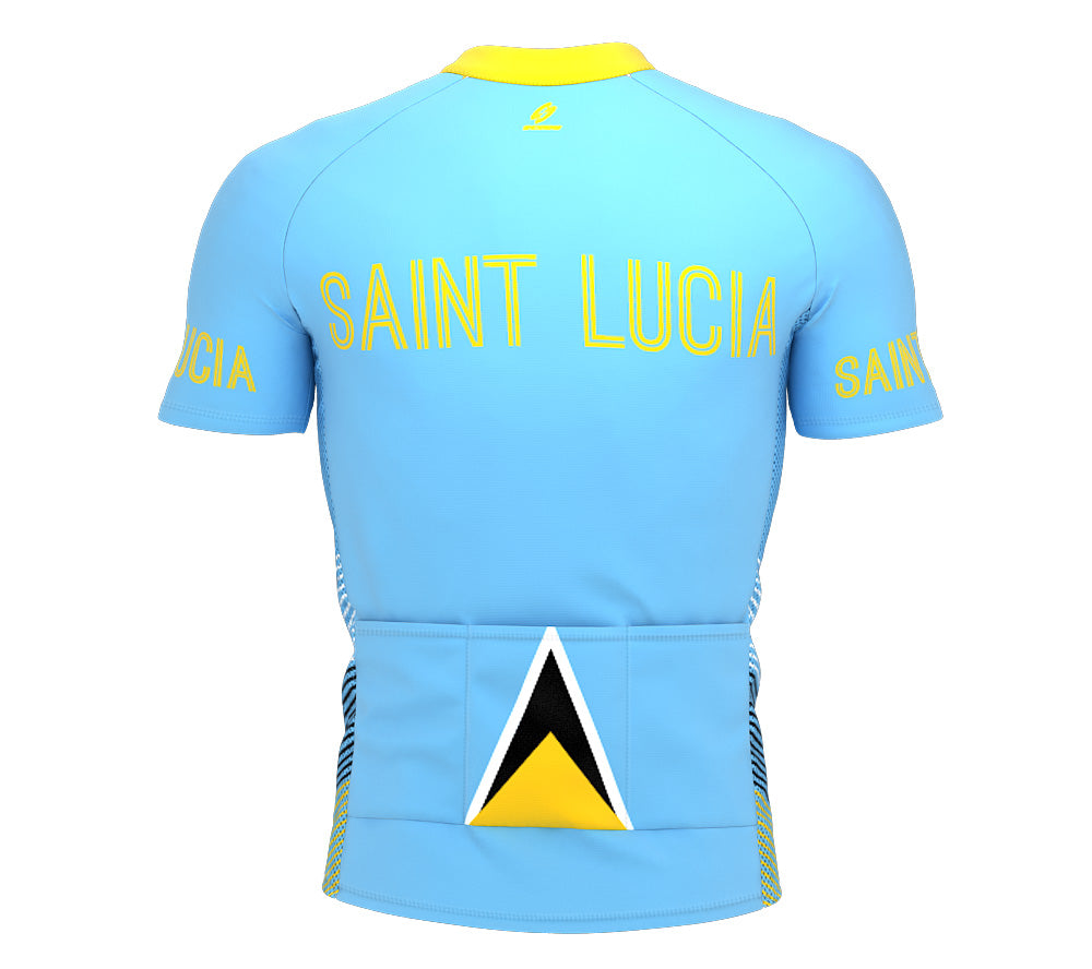 Saint Lucia  Full Zipper Bike Short Sleeve Cycling Jersey