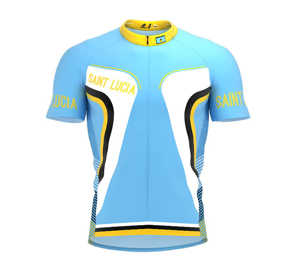 Saint Lucia  Full Zipper Bike Short Sleeve Cycling Jersey