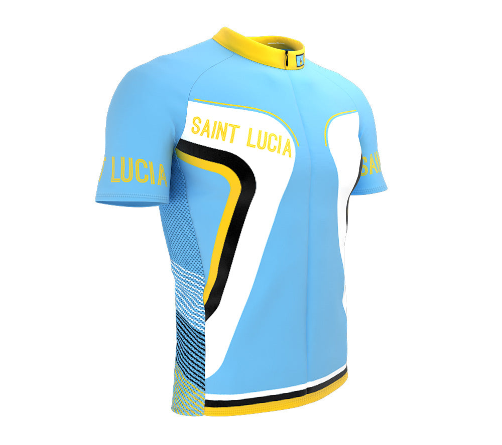 Saint Lucia  Full Zipper Bike Short Sleeve Cycling Jersey
