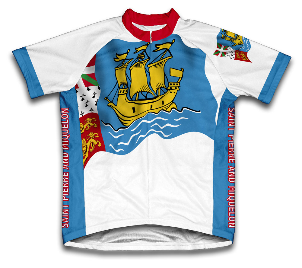 Saint Pierre And Miquelon Flag Cycling Jersey for Men and Women