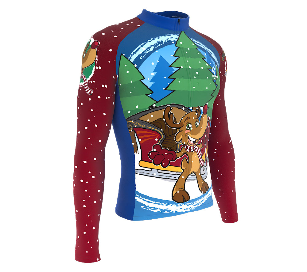 Santa Claus Rudolph Reindeer Short Sleeve Cycling Jersey for Men and Women