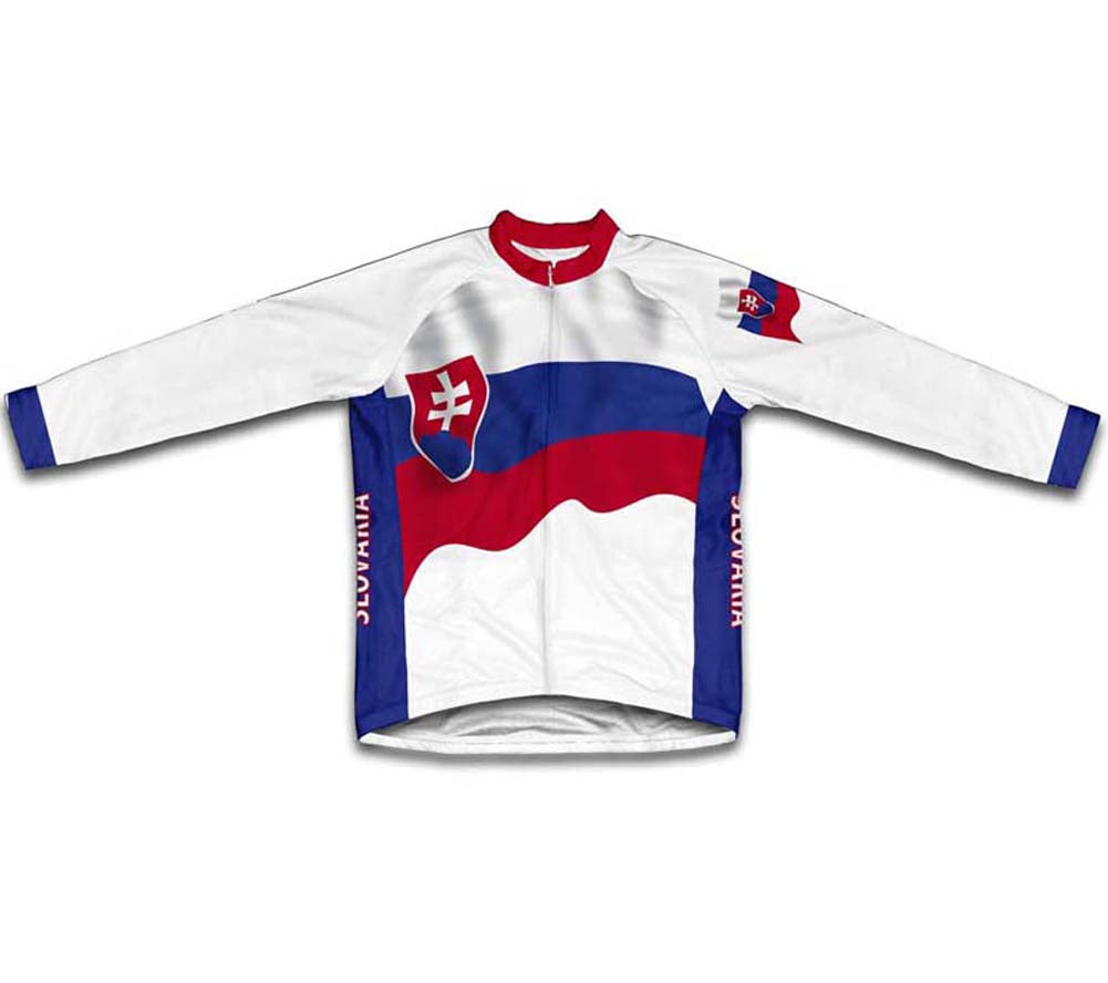 Slovakia Flag Winter Thermal Cycling Jersey