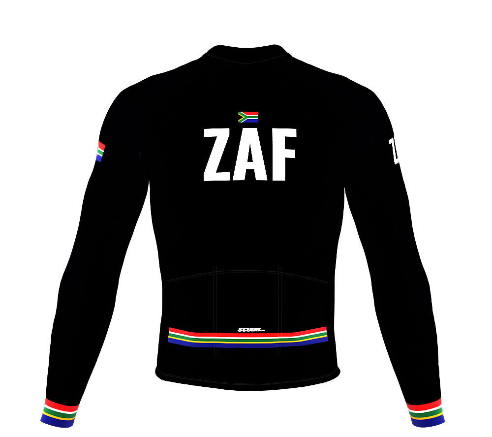 ScudoPro Pro Thermal Long Sleeve Cycling Jersey Country CODE South Africa Black | Men and Women