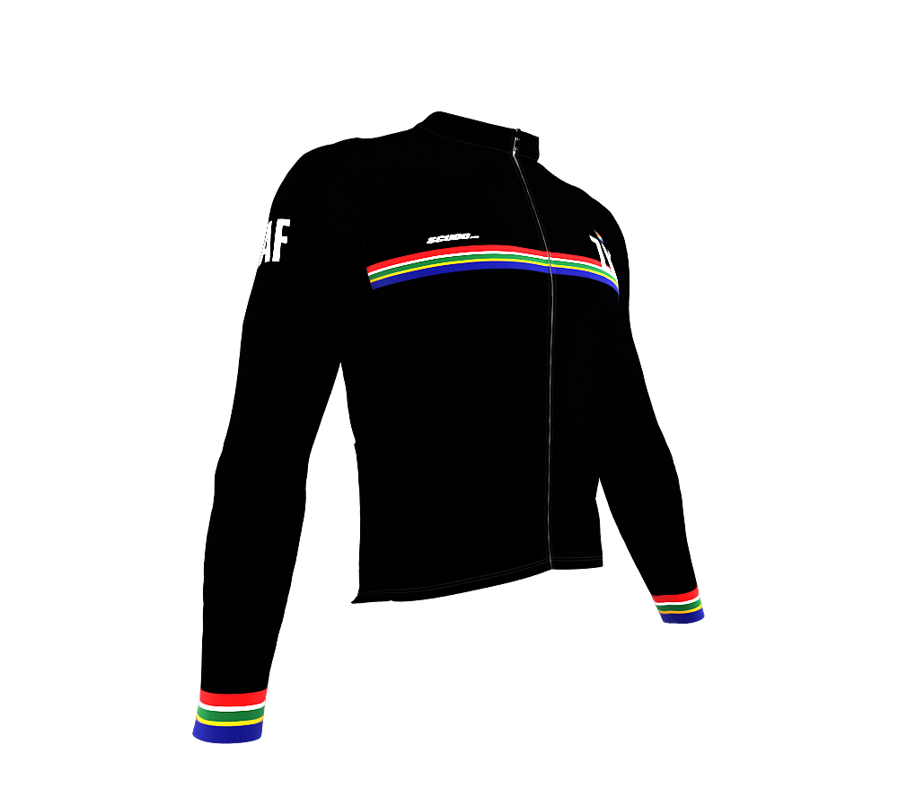 ScudoPro Pro Thermal Long Sleeve Cycling Jersey Country CODE South Africa Black | Men and Women