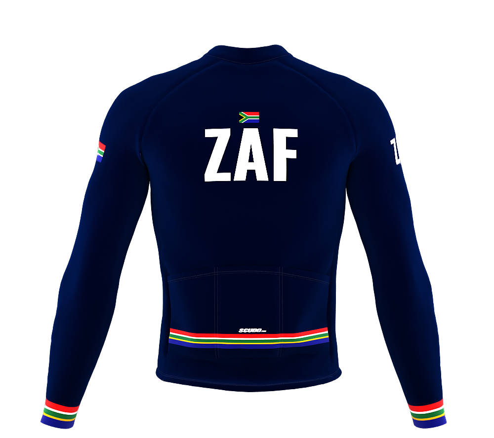 ScudoPro Pro Thermal Long Sleeve Cycling Jersey Country CODE South Africa Blue | Men and Women