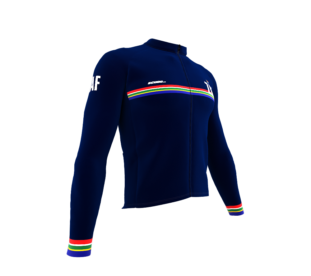 ScudoPro Pro Thermal Long Sleeve Cycling Jersey Country CODE South Africa Blue | Men and Women