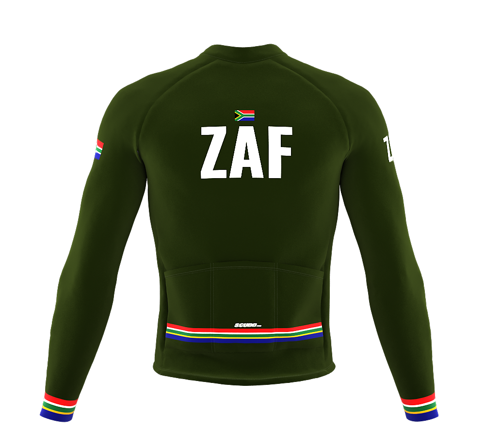 ScudoPro Pro Thermal Long Sleeve Cycling Jersey Country CODE South Africa Green | Men and Women