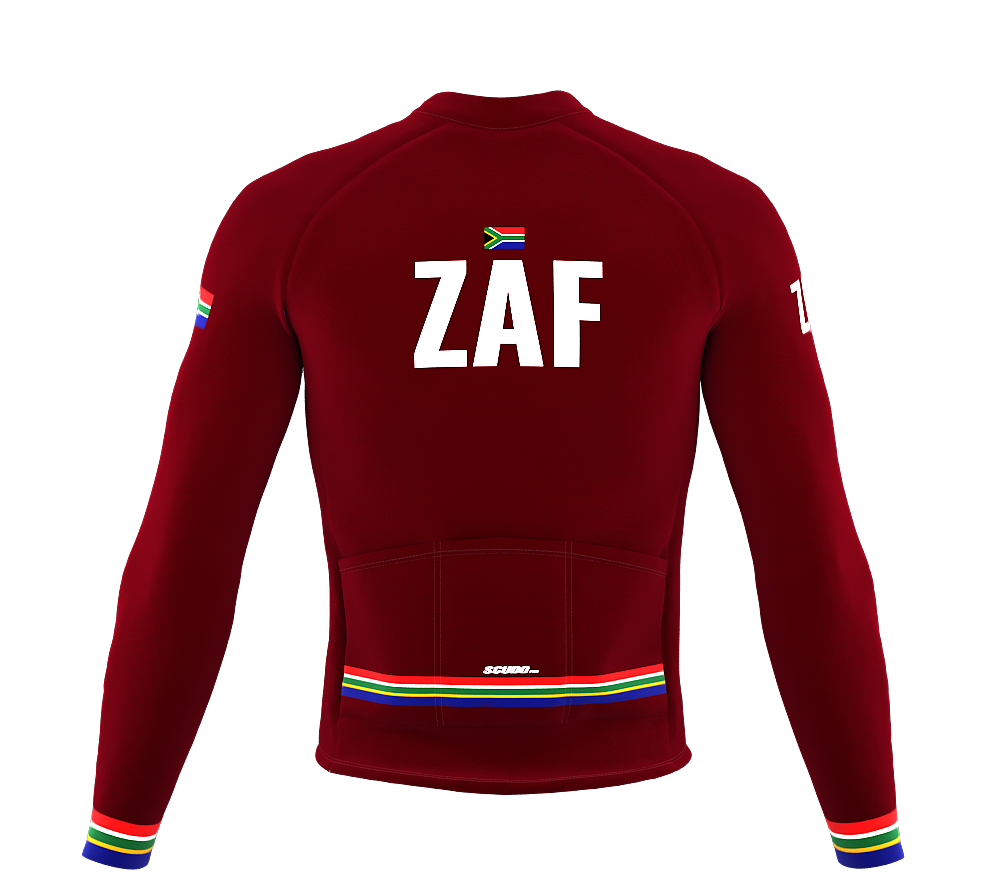 ScudoPro Pro Thermal Long Sleeve Cycling Jersey Country CODE South Africa Vine | Men and Women