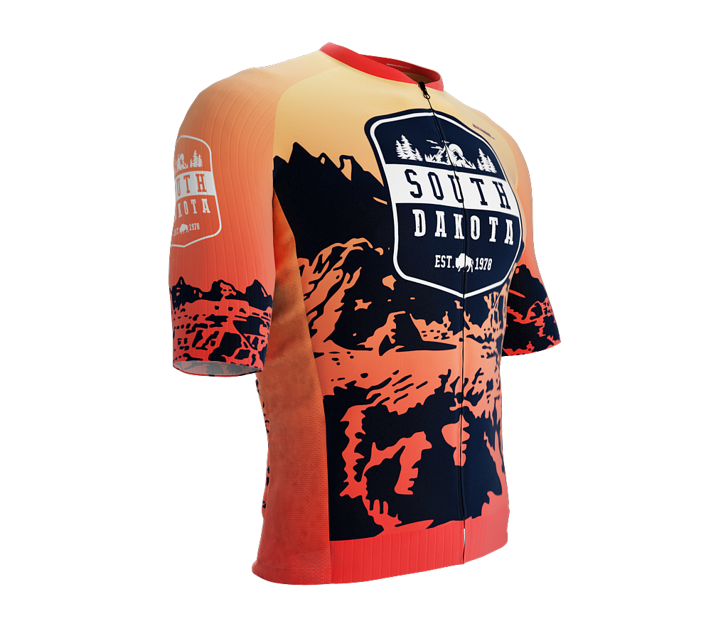 ScudoPro Pro-Elite Short Sleeve Cycling Jersey South Dakota USA State Icon landmark symbol identity  | Men and Women