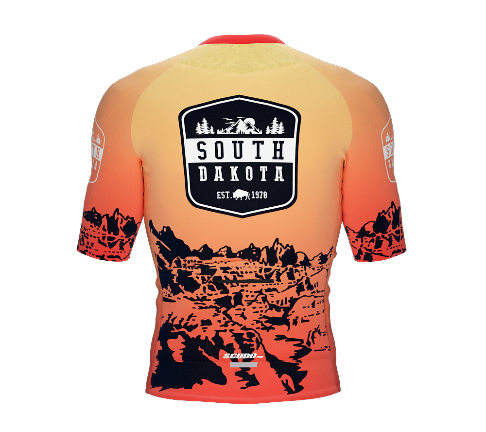 ScudoPro Pro-Elite Short Sleeve Cycling Jersey South Dakota USA State Icon landmark symbol identity  | Men and Women