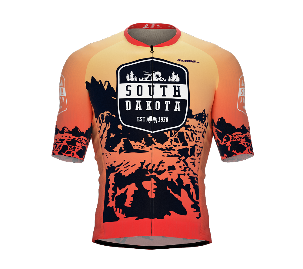 ScudoPro Pro-Elite Short Sleeve Cycling Jersey South Dakota USA State Icon landmark symbol identity  | Men and Women