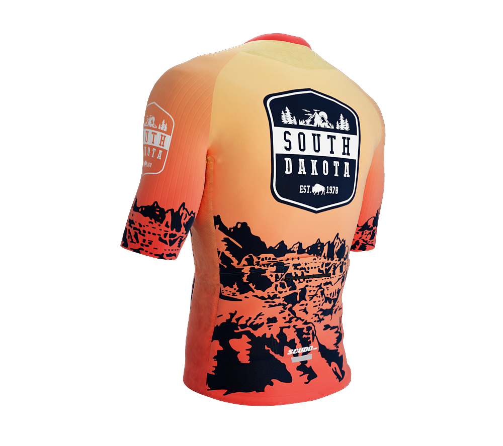 ScudoPro Pro-Elite Short Sleeve Cycling Jersey South Dakota USA State Icon landmark symbol identity  | Men and Women