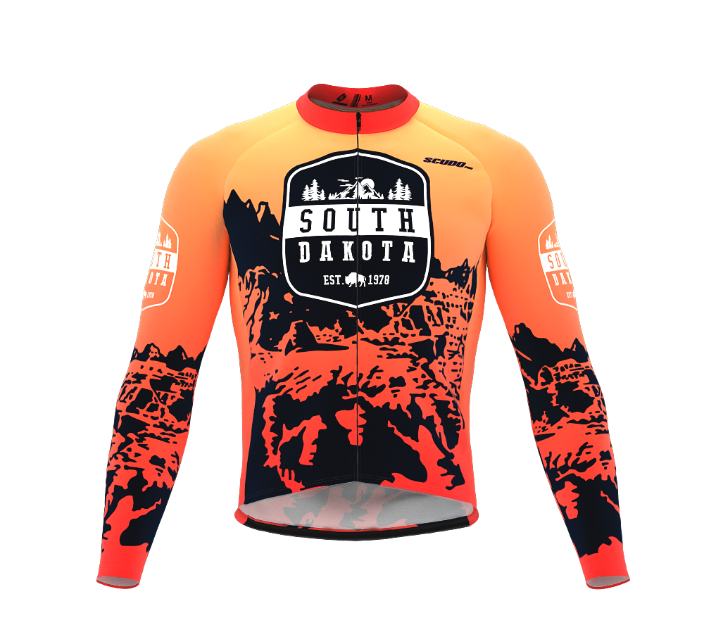 ScudoPro Pro Thermal Long Sleeve Cycling Jersey South Dakota USA state Icon landmark identity  | Men and Women