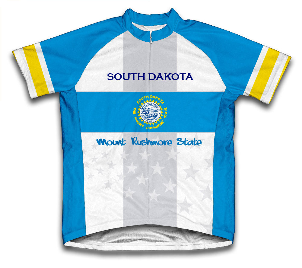 South Dakota Flag Short Sleeve Cycling Jersey for Men and Women