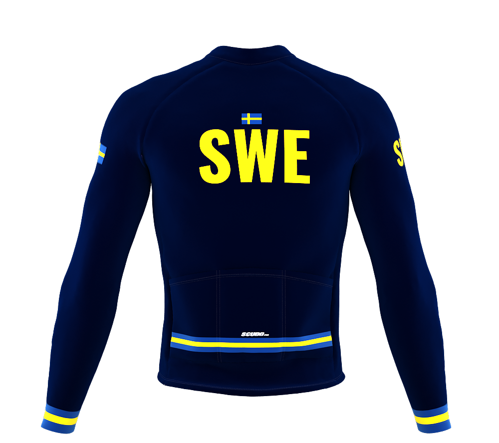 ScudoPro Pro Thermal Long Sleeve Cycling Jersey Country CODE Sweden Blue | Men and Women