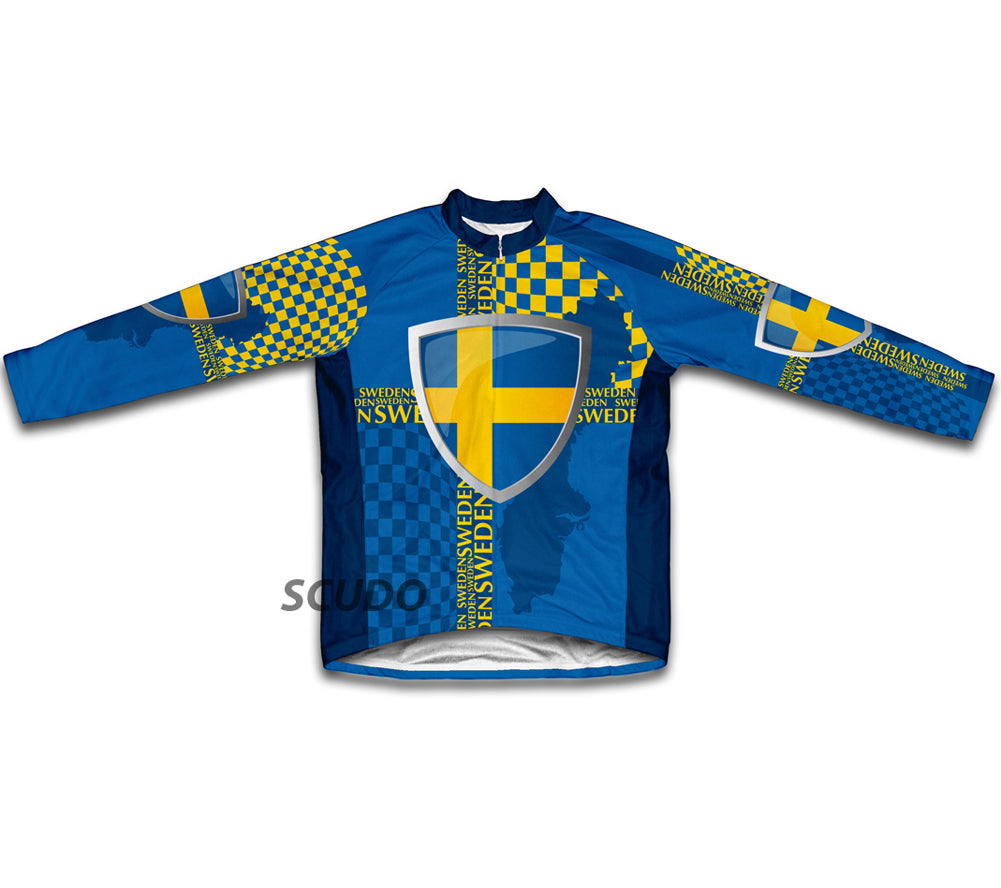 Sweden Flag Winter Thermal Cycling Jersey