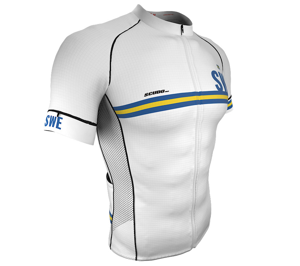 Sweden White CODE Short Sleeve Cycling PRO Jersey for Men and Women