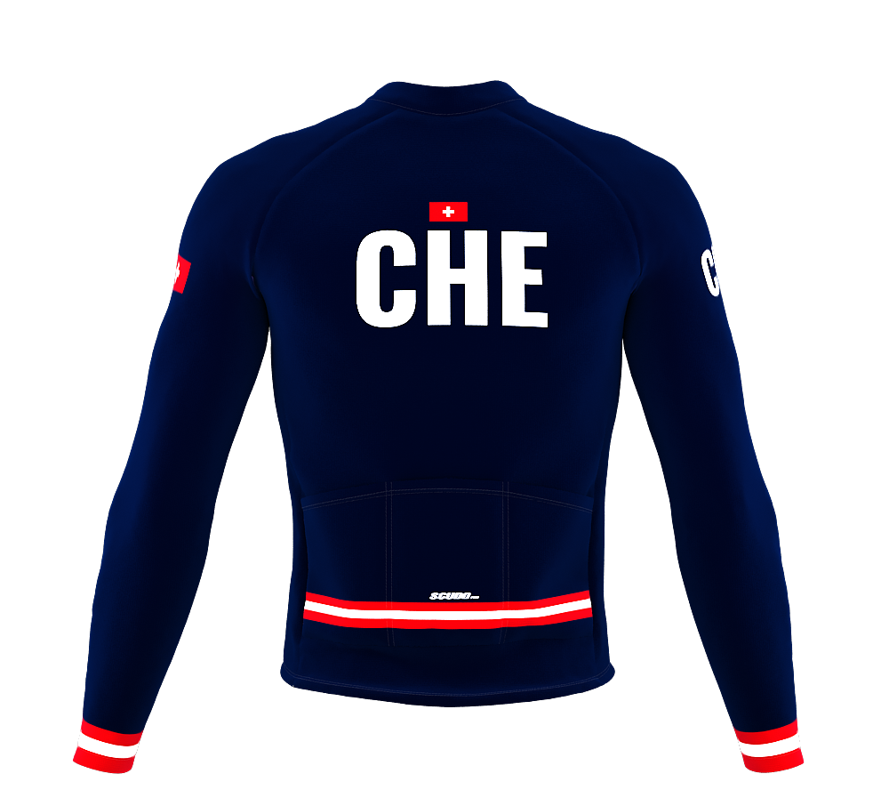 ScudoPro Pro Thermal Long Sleeve Cycling Jersey Country CODE Switzerland Blue | Men and Women