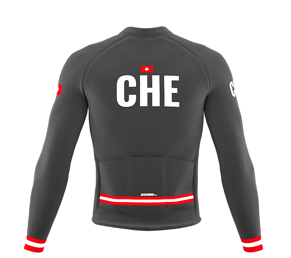 ScudoPro Pro Thermal Long Sleeve Cycling Jersey Country CODE Switzerland Gray | Men and Women