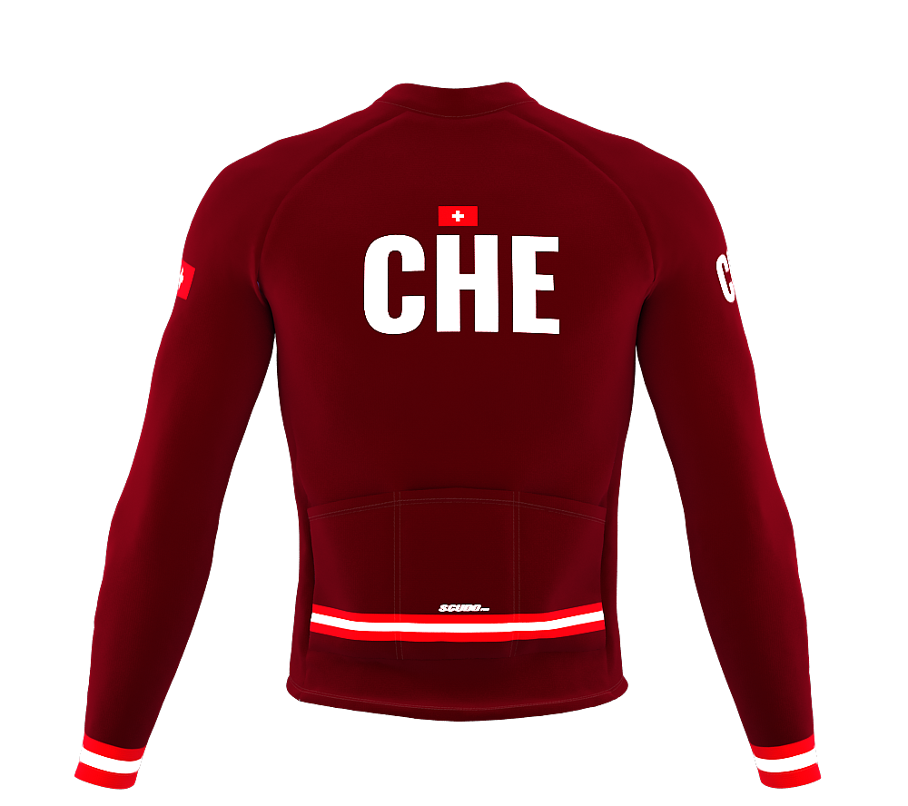 ScudoPro Pro Thermal Long Sleeve Cycling Jersey Country CODE Switzerland Vine | Men and Women