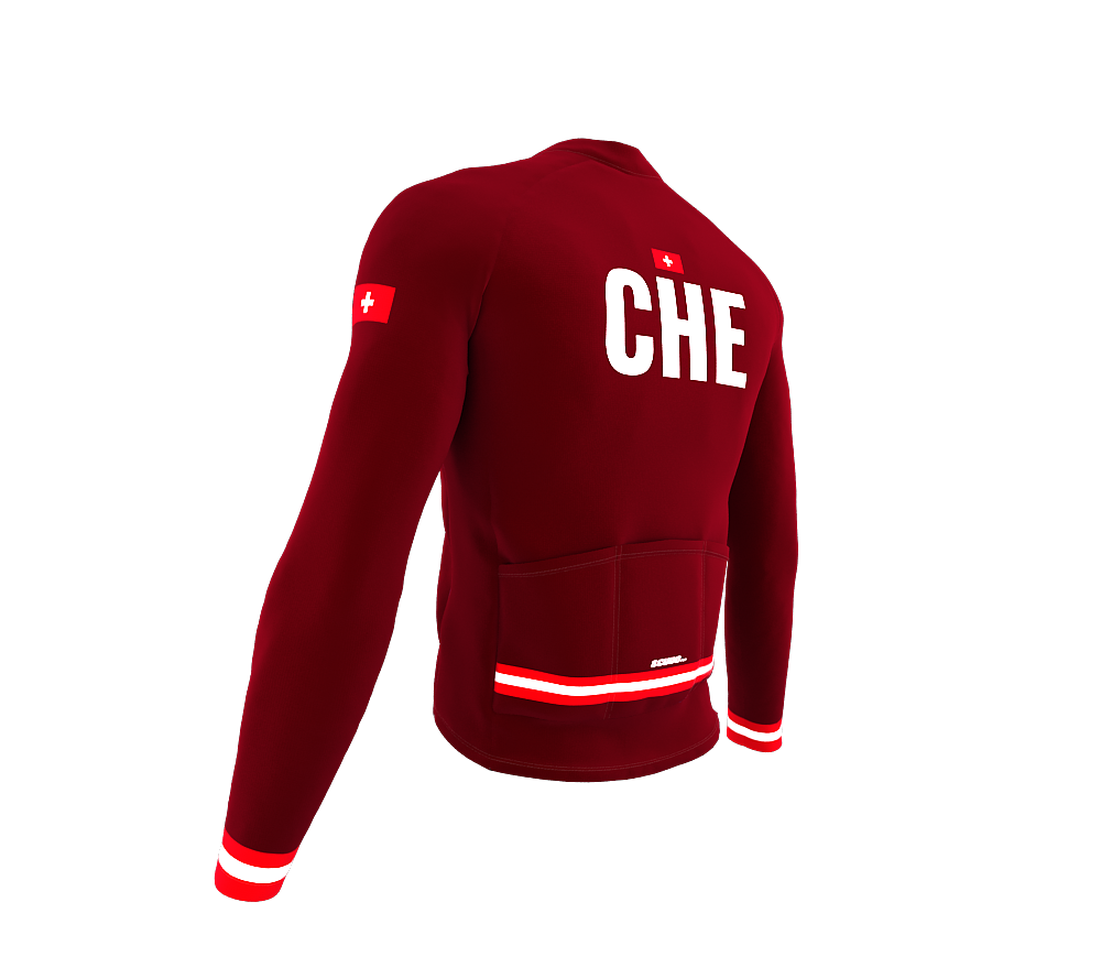 ScudoPro Pro Thermal Long Sleeve Cycling Jersey Country CODE Switzerland Vine | Men and Women