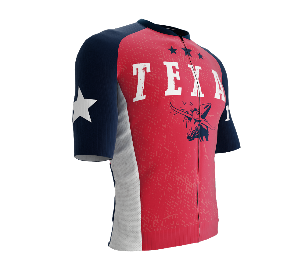 ScudoPro Elite Fit Short Sleeve Cycling Jersey Texas USA State Icon landmark symbol identity  | Men and Women