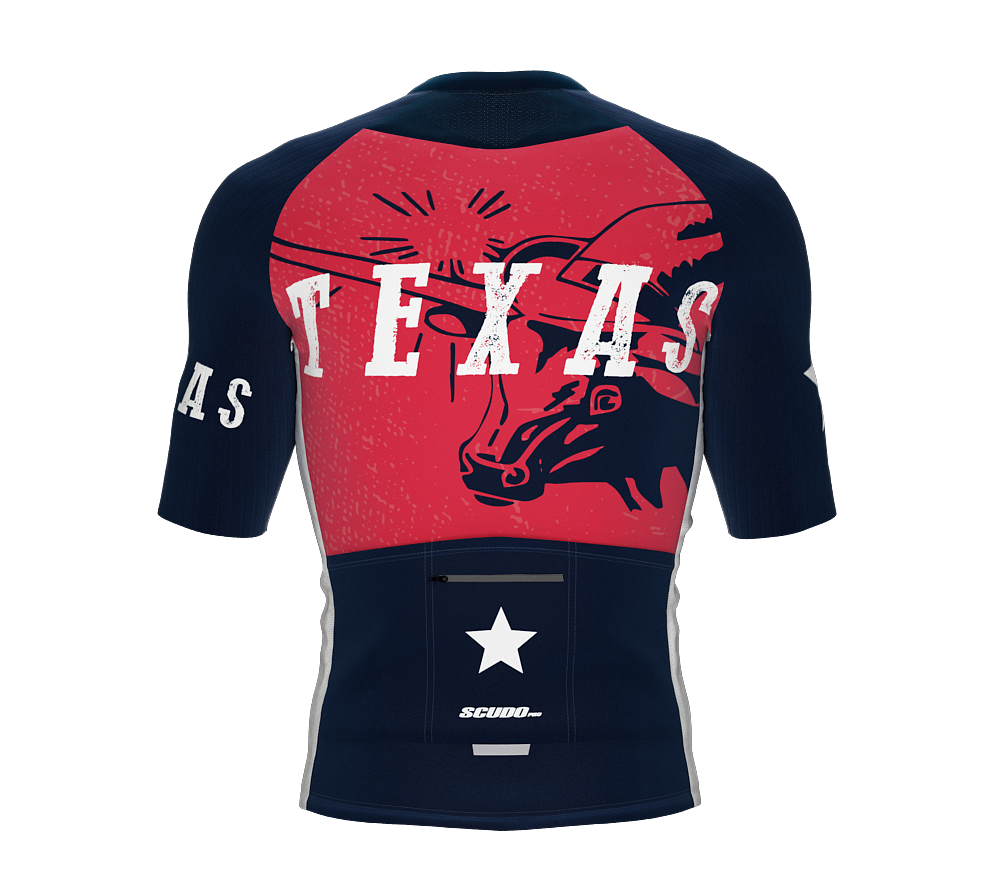 ScudoPro Elite Fit Short Sleeve Cycling Jersey Texas USA State Icon landmark symbol identity  | Men and Women